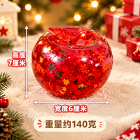 Jouet Squishy Pomme Transparent Pailleté à Remontée Lente, Jouet Anti-Stress à Presser en Forme de Fruit pour Halloween, Noël, Cadeau de Fête