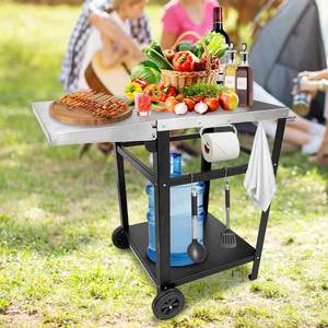 Table de grillade JH-Mech pour grillades de style gros œuf vert Chariot de grillade extérieur portable commercial en acier allié mobile et étanche - Product Image 1