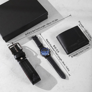 Set Regalo Premium per Uomo: Cintura in Pelle di Lusso, Portafoglio e Orologio al Quarzo con Quadrante Blu, Confezione Regalo 3-in-1 per <span class=keywords><strong>Padre</strong></span> - Product Image 3