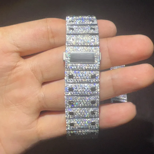 Montre mécanique de luxe pour homme, édition limitée, avec cadran rectangulaire en moissanite, testeur de diamants, lunette en acier inoxydable glacé, style rappeur - Product Image 3