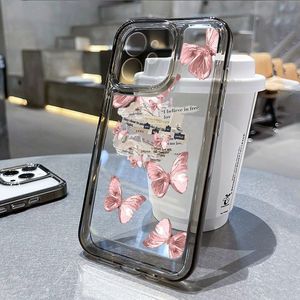 เหมาะสำหรับ iPhone 17 Pro Max เคสโทรศัพท์แบบเต็มตัว ป้องกันการตก ดีไซน์เรียบง่ายและสร้างสรรค์ ลายผีเสื้อสีชมพูอ่อนแบบอัลตร้าเฟียร์รี่ - Product Image 1