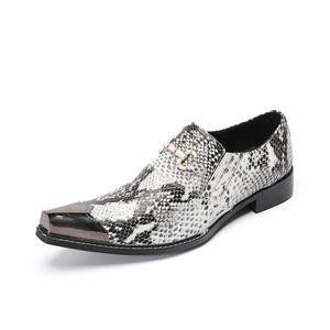 Chaussures Oxford habillées pour hommes en cuir véritable, à bout pointu, motif <span class=keywords><strong>serpent</strong></span> colorblock, style business, basses, à enfiler, avec semelle extérieure en caoutchouc surélevée - Product Image 2