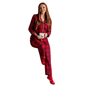 Conjunto de pijama de algodón para mujer, camisa de manga larga y pantalones, conjunto de ropa de dormir de algodón suave - Product Image 1
