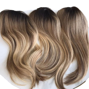 <span class=keywords><strong>Postiche</strong></span> en <span class=keywords><strong>cheveux</strong></span> humains vierges européens à 100%, mèches blondes et brunes, base en soie, toupet à base en soie noué à la main pour les femmes souffrant de perte de <span class=keywords><strong>cheveux</strong></span> - Product Image 1