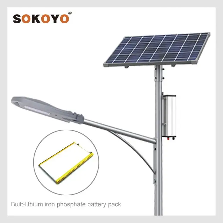 SOKOYO Die-cast Aluminum Outdoor Lampadaire Solaire Led Solar Street Light Price Ip66 Waterproof Split Type Led Garden Light