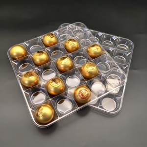 Plateau intérieur rectangulaire transparent personnalisé à 25 cavités pour chocolats <span class=keywords><strong>Ferrero</strong></span>, plateau pour boules de thé et biscuits, plateau d'emballage alimentaire recyclable - Product Image 2