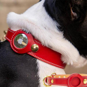 Collar de cuero para mascotas con ranura para rastreador, rastreador antideslizante para perros, cubierta de cuero, collar de posicionamiento para perros - Product Image 3