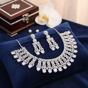 Conjunto de collar con diamantes americanos, chapado en plata, joyería fina y elegante para mujer, perfecto para ocasiones especiales. - Product Image 3