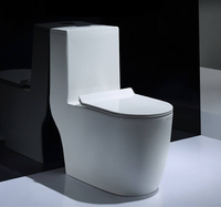 Ensemble WC monobloc en céramique blanche à chasse directe avec siphon en S, à poser au sol, pour salle de bain et hôtel (vente en gros)