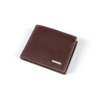 Dompet PU pria motif Lychee klasik, dompet pria muda Horizontal potongan bagus dan desain sederhana