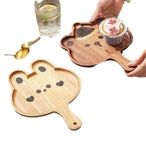 Wooden Cartoon <b>Tray</b> With Handle Rabbit And Bear Design For Fruit Snacks <b>Tea</b> Serving - Product Image 5