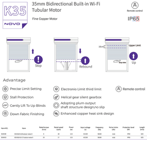 Motor Tubular Metálico Zigbee AC de 35mm, Control por App Tuya Smart Gateway, Persiana Enrollable Electrónica Silenciosa para Hogar y <span class=keywords><strong>Hotel</strong></span>, Fabricante OEM - Product Image 6