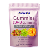Ausreson OEM Gummies 4D 3D au Collagène, Biotine et Vitamine C, Complément Éclaircissant pour la Peau, Saveur Fruitée, Bonbons Gélifiés 3D Protéinés au Collagène