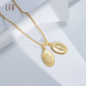 จี้ทองคําแท้ 18k ข้ามเหรียญมหัศจรรย์ จี้พระแม่มารี oro จี้ทางศาสนาต้นฉบับ 18k เครื่องประดับทอง 18k แท้ - Product Image 3