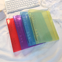 Carpeta de Anillas para Hojas Sueltas, Carpeta de Espiral Transparente de PVC, Funda para Cuaderno A5/A6, Banda Elástica