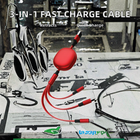 Kabel USB Type-C MFI TPE 3-in-1 Retractable Extension 5A Fast Charging Kompatibel dengan iPhone 14/15/12/11 Pro Max Android IOS