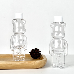 Bouteille de boisson en plastique transparente de qualité alimentaire avec couvercle, vente chaude, emballage de jus, bouteille jetable pour thé au lait gloomy bear - Product Image 2
