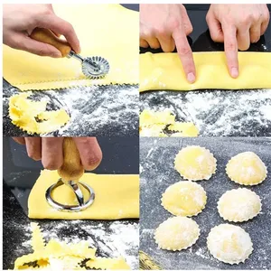 Juego de Cortadores de Galletas de Acero Inoxidable, Prensa para <span class=keywords><strong>Pasta</strong></span>, Kit de Accesorios de Cocina, Molde para Hacer Ravioles, Juego de Sellos para Ravioles, Juego de Ruedas para Pastelería - Product Image 3