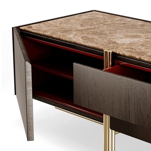 Nouveau design Enfilades de luxe Placage de chêne Bois laqué Marbre <span class=keywords><strong>et</strong></span> laiton vieilli <span class=keywords><strong>Meuble</strong></span> <span class=keywords><strong>TV</strong></span> pour salon - Product Image 2