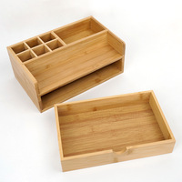Organisateur de bureau multifonctionnel moderne et minimaliste en bambou avec tiroirs – Indispensable pour le rangement au bureau et en cuisine (vente en gros)