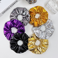 Chouchous en cuir PU brillant pour femmes et filles, grands élastiques à cheveux pour queue de cheval, accessoires de mode pour fêtes et usage quotidien
