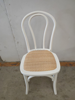 Chaise Thonet en plastique finition grain de bois, assise carrée en rotin, légère et durable, avec coussin en rotin plastique, pour café