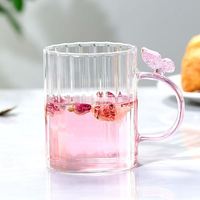 Tasses en verre à poignée papillon animale mignonnes en borosilicate de haute qualité, résistantes à la chaleur, personnalisables, directement de l'usine, pour la maison, le bureau ou comme cadeau