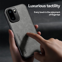 Étui de téléphone magnétique en cuir texturé de luxe pour OnePlus Ace6/15R, coque antichoc en TPU+PC au toucher soyeux avec protection complète de l'appareil photo