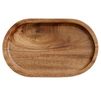 Assiette ovale en bois d'acacia, naturelle, durable, faite à la main, écologique, moderne, petite, pour servir des gâteaux, des desserts, du café, avec logo personnalisé