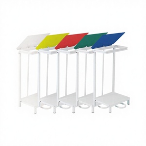 Cestino a doppio pedale in metallo rosso di alta qualità con sensore a induzione, <span class=keywords><strong>porta</strong></span> sacchi da 92L per interni/esterni - Product Image 4
