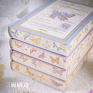 Quaderno Vintage con 200 Pagine Bianche Formato A5, Design a <span class=keywords><strong>Farfalla</strong></span>, Copertina Rigida con Lamina Dorata e Bordi Colorati - Product Image 2