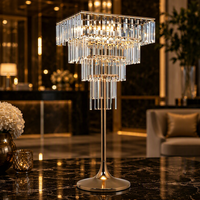 Lampe Vase Carré en Verre Acrylique et Fer, Style Européen Luxe Léger, Télécommandée, pour Centre de Table de Mariage et Banquet