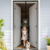 Moustiquaire magnétique de porte en polyester de haute qualité 90*210cm, rideau de porte anti-insectes noir pour entrée