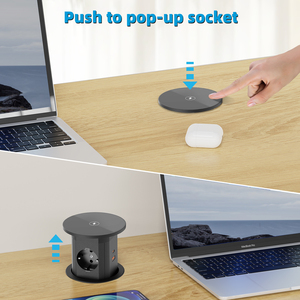86mm Hole Desktop Power Grommet With 2 EU Outlet Plugs,4 USB Ports And 15W Wireless Charger Pop Up Desktop <strong>Socket</strong> - Product Image 4