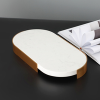 Plateau de service rond en métal, accessoires de décoration d'hôtel moderne, métal pur, marbre blanc, art domestique, plateau à bijoux, 1 pièce