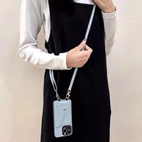 Casing dompet wanita, tas selempang dengan tempat kartu ponsel untuk iPhone 17 16 15 14 Pro Max 11 12 13
