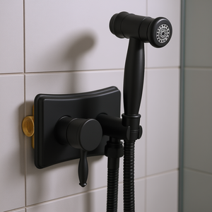 Rociador de inodoro portátil de acero inoxidable, rociador de bidé negro montado en la pared, agua fría y caliente, diseño moderno - Product Image 2