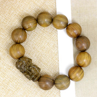 Bracelet Pi Xiu de grande taille en bois de santal vert, style lingot, à faire soi-même