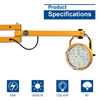 Lampu Sorot Gudang Led, Lampu Sorot Tinggi 360 Derajat, Lampu Depan Led Dock dengan Lengan Fleksibel