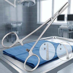 Gflowers Pince hémostatique Halsted à dents de rat droites 1x2, instrument chirurgical pour chirurgie générale, certifié CE - Product Image 2