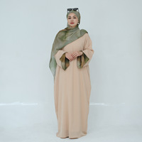 Robes pour femmes vêtements islamiques modestes EID Ramadan nouveau Nida fermé Abaya femmes robe musulmane avec imprimé Hijab manches fendues