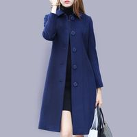 Nouveau Manteau en Laine à Manches Longues pour Femme Printemps 2023, Couleur Unie Coupe Ajustée Mi-Long Cardigan Style Britannique Automne Hiver