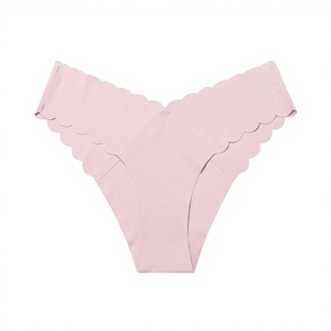 Wholesale Women <b>Seamless</b> Bikini Panty Scalloped Wave Edge Ice Silk Invisible Low Rise Sports Ladies Underwear - Product Image 1
