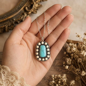 Collana con Ciondolo Color Turchese, Design in Stile Vintage per Donne - Product Image 6