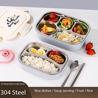 Auslaufsichere 304 Edelstahl-Lunchbox mit Fächern, Tragbare Lebensmittel-Aufbewahrungsbox für Zuhause, Büro und Camping