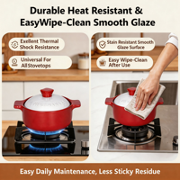 Marmite à soupe minimaliste en céramique haute température, compatible induction et gaz (feu nu), avec couvercle, lavable au lave-vaisselle, en matériau Spodumène, pour batterie de cuisine