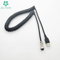 Câble d'alimentation aviation personnalisé USB A mâle vers M12 GX12 3 broches 4 broches femelle, câble spiralé PUR, câble en PU à ressort, câble en PU