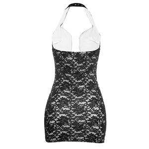 Viviblook C26DS035 Women Summer Casual Dresses New Low Neck Sexy <b>Lace</b> Halter Mini Bodycon Dress for Ladies - Product Image 5