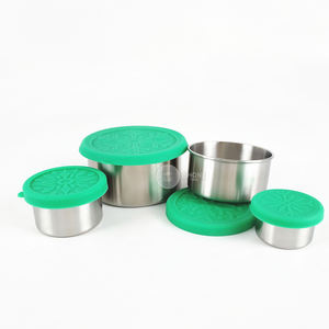 Baming SMALL Condiment Boîte à lunch en acier inoxydable et bac à salade Boîte à bento Couvercle en silicone Conteneur <span class=keywords><strong>de</strong></span> nourriture pour bébé et enfants - Product Image 1