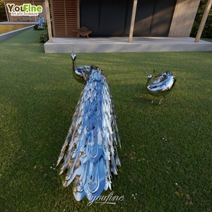 Escultura <span class=keywords><strong>de</strong></span> estatua <span class=keywords><strong>de</strong></span> metal <span class=keywords><strong>de</strong></span> pavo real <span class=keywords><strong>de</strong></span> <span class=keywords><strong>acero</strong></span> inoxidable para jardín al aire libre moderno - Product Image 6